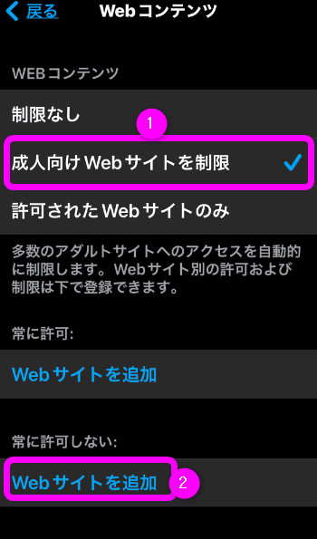 成人向けWebサイトを制限