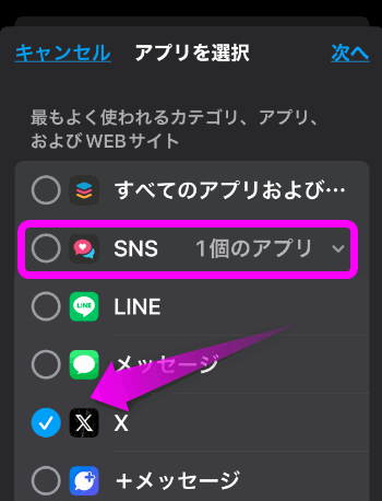 Xを制限したい場合