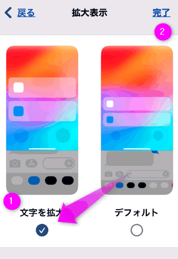 文字を拡大にチェック