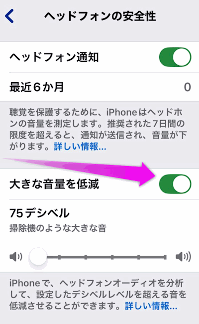 大きな音量を低減