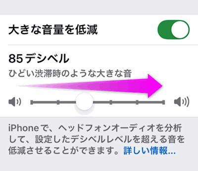 スライダーを右へ移動